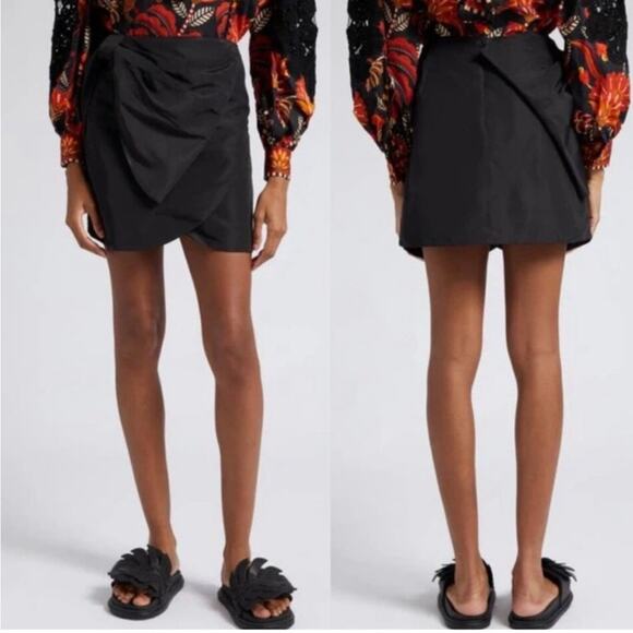Farm Rio Black Taffeta Mini Skirt XL - Picture 4 of 7